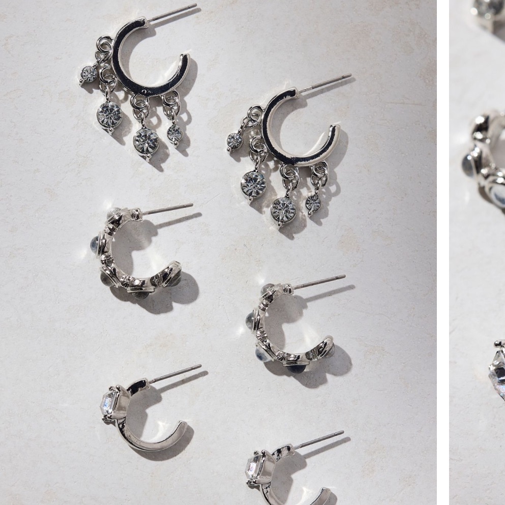 New! Silver Garland Hoop Earring Set Nwt (1036)